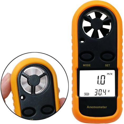 Anemómetro digital de velocidad del viento LCD de mano Inalámbrico Medidor de mano Medidor de flujo de aire Medición de velocidad Termómetro Probador para windsurf Kite Volar Vela Surf Pesca (1/5)