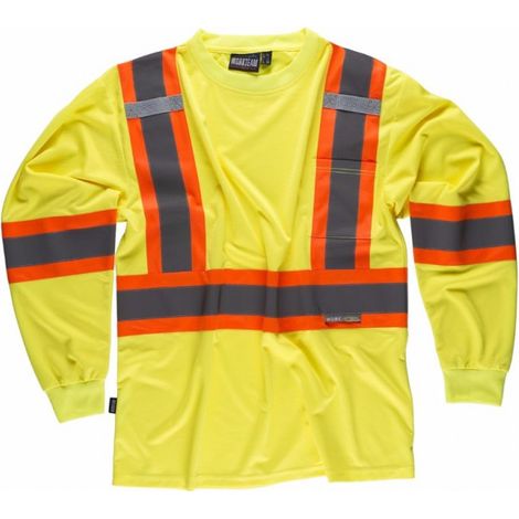Camiseta manga larga de alta visibilidad EN ISO20471 C3633 WORKTEAM M Amarillo A.V.+ Naranja A.V.