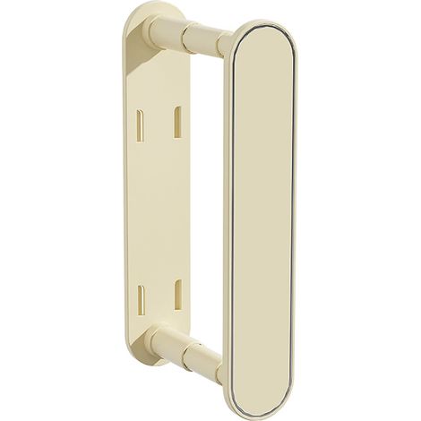 Organisateur mural de cintres en plastique, sans perçage, extensible, avec support de rangement pliable pour dressing et buanderie, couleur crème. (1/5)