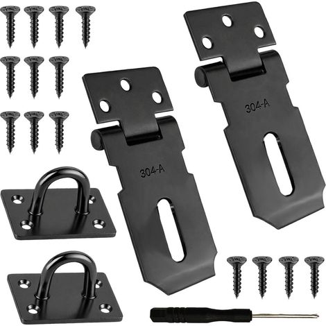 Schwarze Edelstahl-Überfalle 2 Stück, 3 Zoll, Heavy Duty Schuppen Schloss mit Schrauben