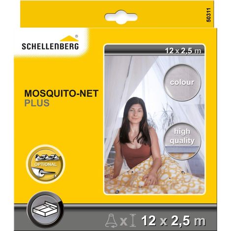Schellenberg 50311 Plus 2,5 m x 12 m, zanzariere per Letti Doppi, Montaggio a soffitto sopra Il Letto, Inclusi Ganci e tasselli a Vite, Bianco, 12 x 2,5 m (1/2)