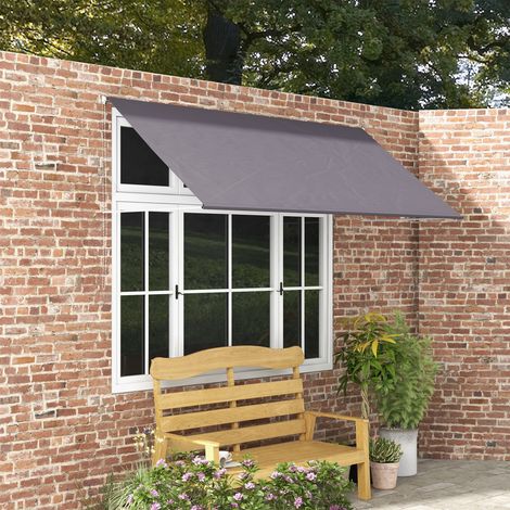 Store banne manuel auvent rétractable Inclinaison réglable 300 x 120 cm protection UV aluminium polyester gris foncé