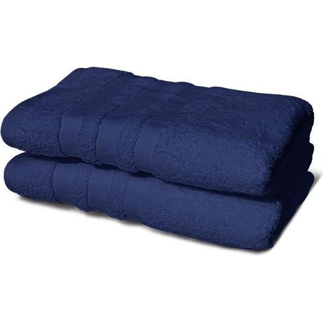 Asciugamani da bagno LOVELY HOME set da 2 blu navy 70 x 140 cm 100 % cotone 500 g/m² (1/3)