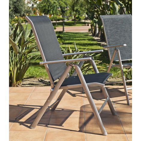 Pack 2 sillones o tumbonas acero/textilen Seul-5 plegables (1/2)