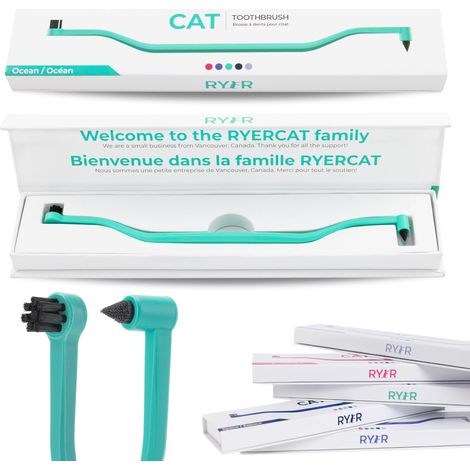 1 - Brosse à dents chat - Accessoire dentaire félin - Double face 8 mm - Nettoyage molaires et gencives - Pour chats et petits chiens - Bleu océan - 8 cm (1/5)