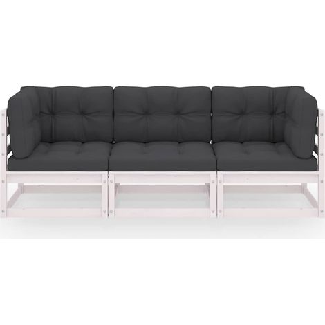 Maison Exclusive - 3-Sitzer-Gartensofa mit Kissen Kiefer Massivho (1/5)