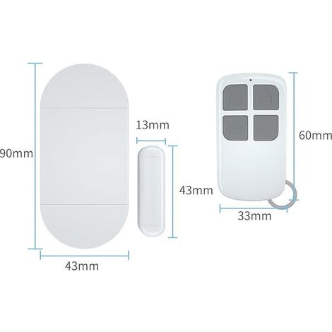 Magnetic Wireless Door/Window Alarm Sensor with Remote Control White (1/3)