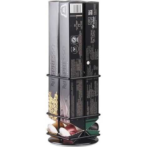 Porte-capsules de café rotatif pour 40 capsules Nespresso, support de rangement en fer noir.