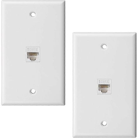 2-Pack 1-Port Ethernet Wall Plate, Jack Wall Plate with RJ45-- (1/5)