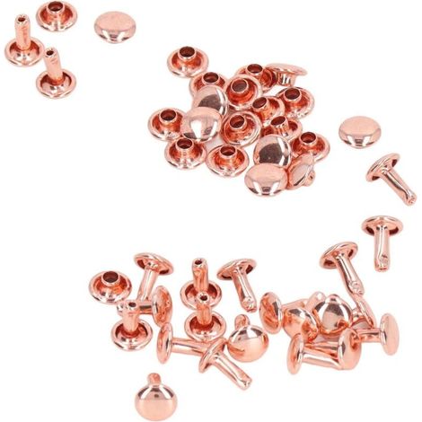 Rivets à deux composants de 8 mm, lot de 100 pièces – rivets métalliques ronds pour sacs, chaussures et articles en cuir – accessoires de bricolage DIY