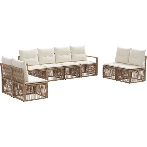 Gartensofa-set 8 pcs Beige Poly-Rattan vidaXL