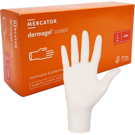 Latexhandschuhe L Mercator Dermagel beschichtet 100 Stück (1/5)