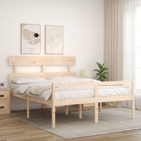 Cama para personas mayores con cabecero madera maciza 160x200cm vidaXL (1/4)