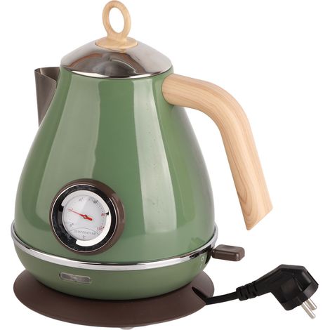 Bouilloire Électrique 1,7L Rétro à Motif Bois - Protection Séchage à Sec, Affichage Température, Prise UE 220‑240V, Vert (1/5)