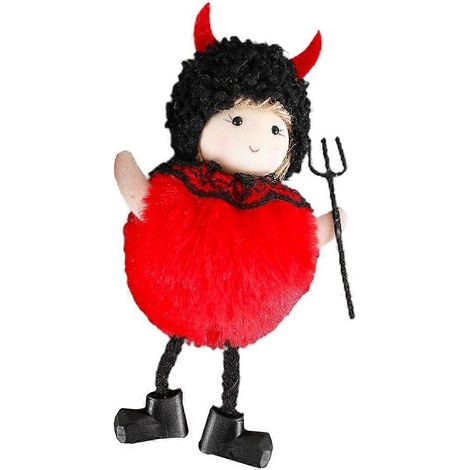 Décoration de Noël : Chat Noir à Suspendre (Poupée) - Idéal pour les fêtes et la décoration intérieure - Tissu Rouge - 1 pièce