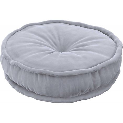 Pouf coussin rond Sweet Drop en velours - Gris (1/2)