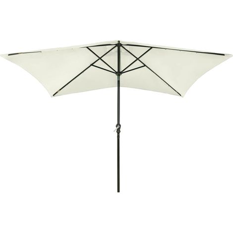 Maison Exclusive - Sonnenschirm mit LEDs und Stahl-Mast Sandweiß