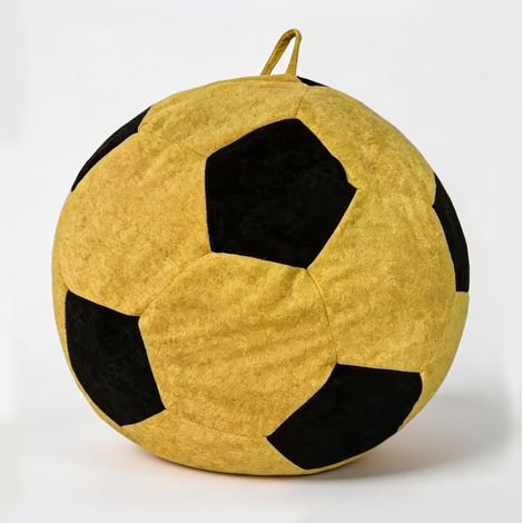 Puf con forma de balón de fútbol amarillo y negro con relleno de espuma viscoelástica 100 x 80 cm (1/5)