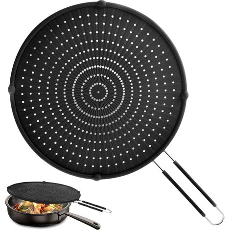 Silicone 13 Inch Kitchen Splash Screen (Black) Splash Protection, Heat Resistant for Everyday Kitchen, Dishwasher Safe (1/5)