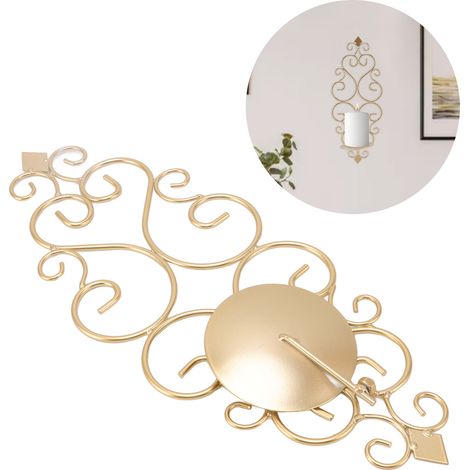 Bougeoir mural pliable en fer, plateau pour bougie parfumée, coupelle pour bougie de mariage, métal doré (1/5)