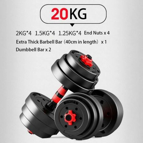 AH150 2-in-1 Innovative Kurzhanteln – 20 kg – Strukturierter Griff – Ganzkörpertraining – Schwarz (1/4)