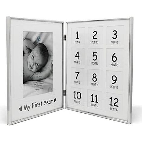 Zilverstad My First Year cadre photo argenté design rectangulaire