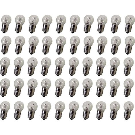 Ersandy – Lot de 50 ampoules E10 2,5V 0,3A – Lumière blanche chaude – Culot à vis – Pour équipements d'inspection et lampes de poche (1/2)