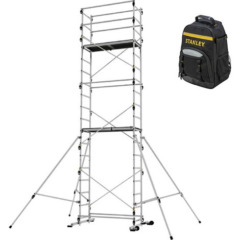 Echafaudage domestique - Hauteur travail 6,65m + Sac à dos de chantier - TEKUP/REH-SAC