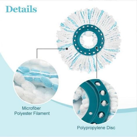 Lot de 2 têtes pour Leifheit de rechange Clean Twist Disc Mop micro duo, tous types de sols, microfibre absorbante, franges de (1/4)