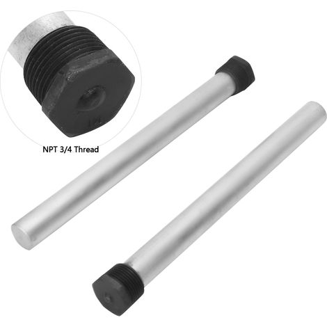 Set mit 2 schwarzen Magnesiumanodenstäben NPT3/4 21 x 235 mm für Wassertanks. Korrosionsbeständige Magnesiumstäbe mit angeschweißter Mutter und Stahlkern. (1/5)