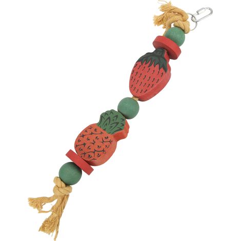 Jouets à mâcher pour perroquets : blocs de bois en forme de fraise, jouets à mâcher en ficelle pour oiseaux en cage. (1/5)