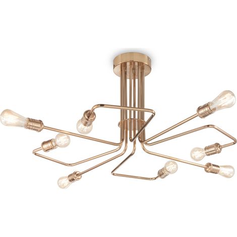Plafoniera Industrial-Minimal Triumph Metallo Ottone 8 Luci E27 (1/2)
