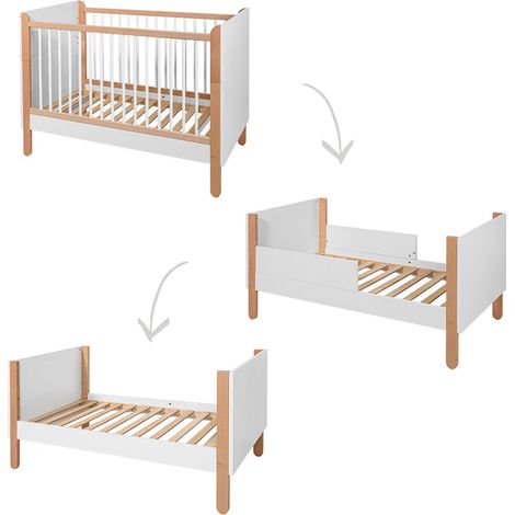 Lit bébé 60x120 Bellamy Laurie Blanc et bois (1/5)