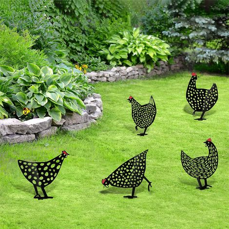 5 pièces Poule Decorative Jardin,Poules decoratives extérieur,Poulet du Jardin Décoration pour pelouse Chemin Trottoir Jardin(Acrylique) (1/5)