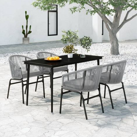 Juego de comedor para jardín 5 piezas ratán sintético gris vidaXL (1/5)