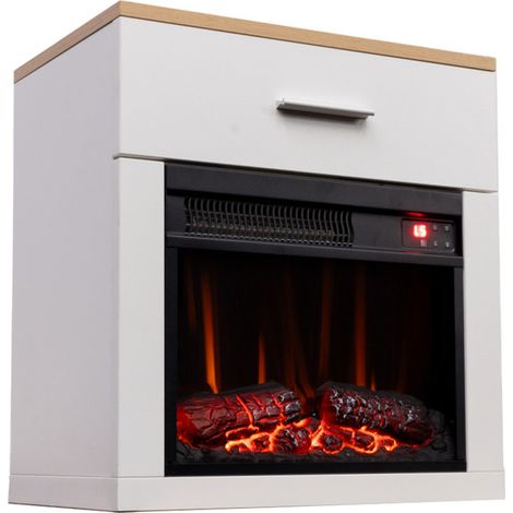 HOMAVO 14-Zoll Elektrokamin mit Heizung - 1000W - 3D Flammenfarben - inklusive Schrank
