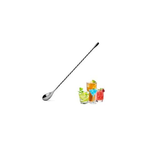 Cuillère de bar de 30,5 cm, mélangeur à long manche pour boisson, cuillère à cocktail en acier inoxydable (1, noir) (1/5)