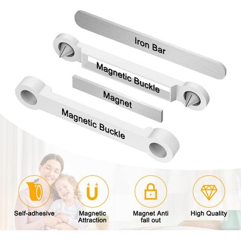 Aimant pour moustiquaires, pour éviter les chutes aimants autocollants pour fenêtres, pas besoin de percer ou de serrer, aimant néodyme pour fixation de moustiquaire Blanc 1.37.7 cinq pièces (1/4)