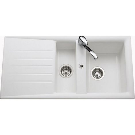 Évier de cuisine Naturalite SLAVE - L 980 x l 500 x P 185 mm - Blanc - Aquatop (1/5)