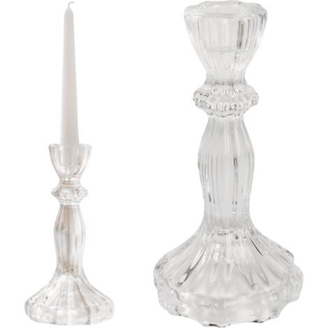 Candelabro in vetro trasparente, altezza 16 cm, per 1 candela lunga (1/4)