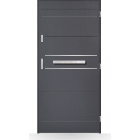 Porte d'entrée Clément 80-90-100cm en acier - Couleur: Anthracite - Poussant: Gauche - Dimensions: 80 cm
