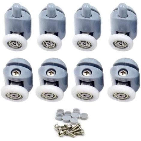 AMXCNOY Schiebetürrolle, 23 mm Duschschiebetürrolle, Duschtürrollen, Duschkabinenrollen für Badezimmer, 8 Stück (4 oben und 4 unten) (1/4)