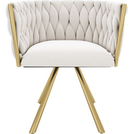 Set de 4 sillas de comedor giratorias de terciopelo beige con patas de metal dorado MODENUIT (1/5)