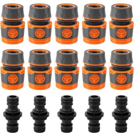 15-Piece Hose Connector Set, 1/2 Inch Quick Connect, Garden Sprinkler Nozzle, Water Extension Kit (1/5)