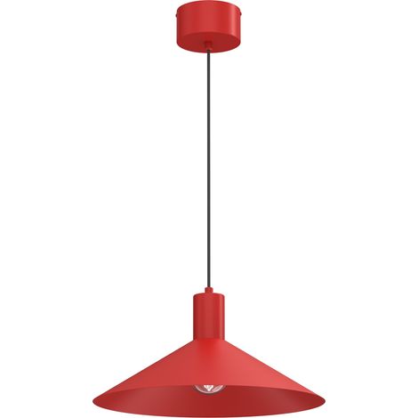 Suspension minimaliste rouge cône 40 cm E27 15W collection Nox (1/2)