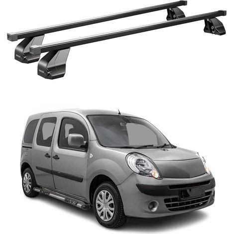 OMAC Dachträger Querträger Stahl für Renault Kangoo Express 2007-2026 – Abschließbar – City-Crash-getestet – DIN 75302:2019 – ISO/PAS 11154:2006 – Max. 75 kg Schwarz (1/5)