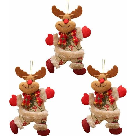 3Pcs Ornements De Renne De Noël Suspendus Décorations Pour Arbres De Noël Boules De Sapin De Noël Faveur Cadeau Jouets Fournitures De Fête De Vacances (1/5)
