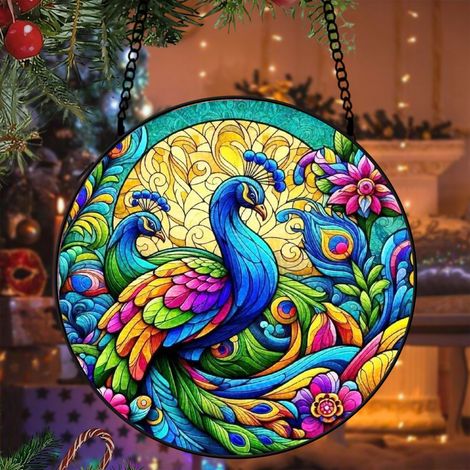 Vitrail dauphin attrape-soleil 16 cm décoration fenêtre suspension raffinée cadeau grand-mère (1/5)