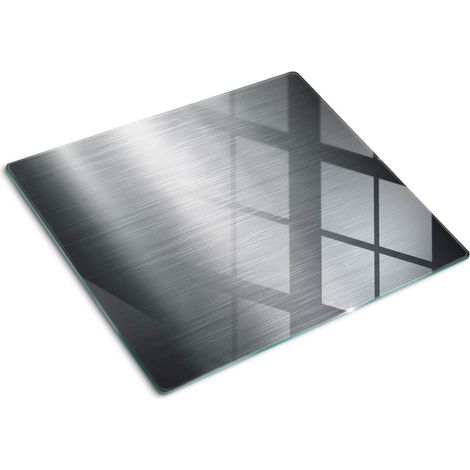 Planche de cuisine, couvre plaque, verre planche découper, verre trempé – 60 x 52 cm - Fond métallique