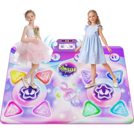 Tapis de danse cadeau pour enfants âgés de 3, 4, 5, 6, 7, 8, 9 ans et plus, tapis de danse électronique pour 2 joueurs avec musique et lumières, pour garçons et filles, jeu amusant à jouer par terre p